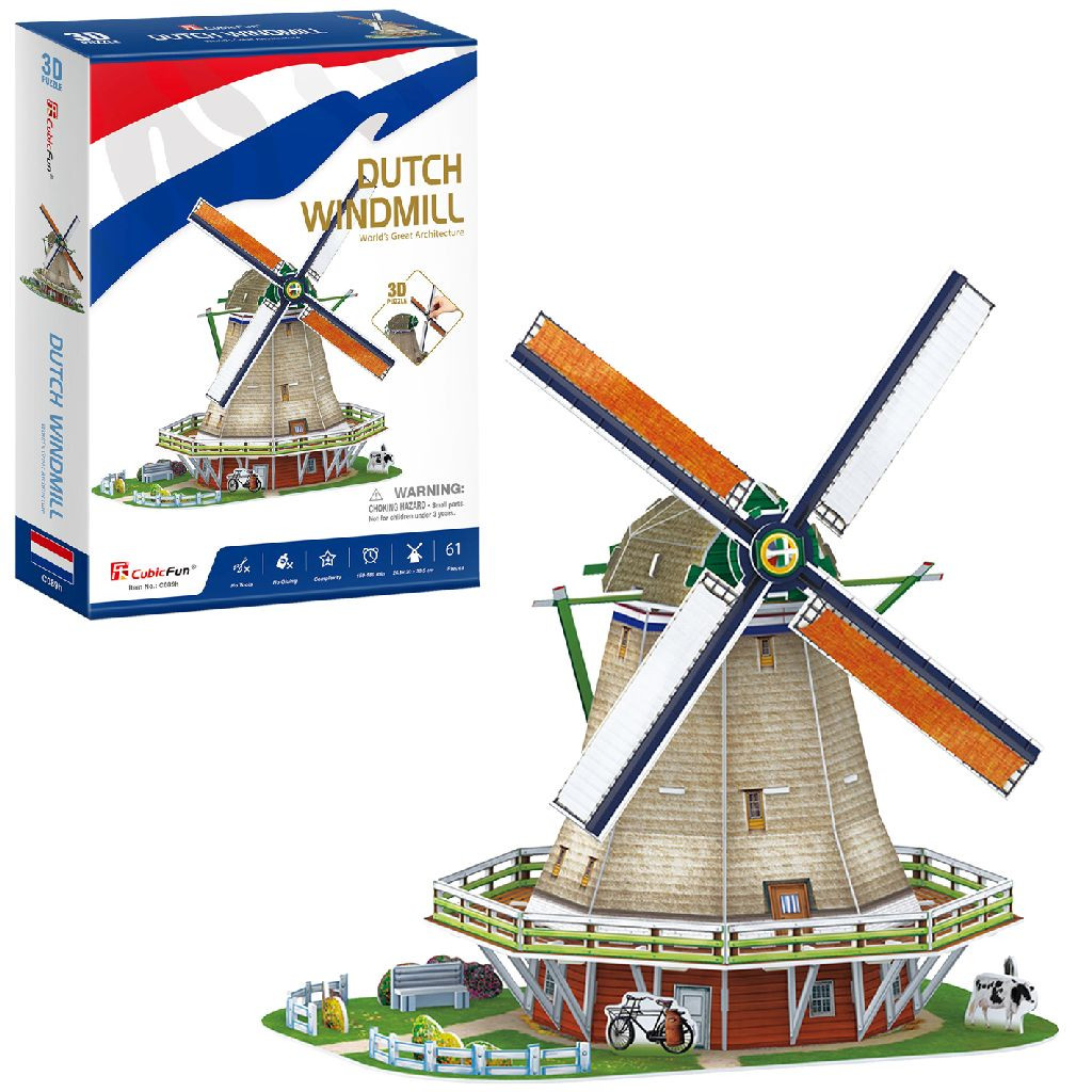 CubicFun 3D Puzzel - Hollandse Windmolen - 61 stukjes