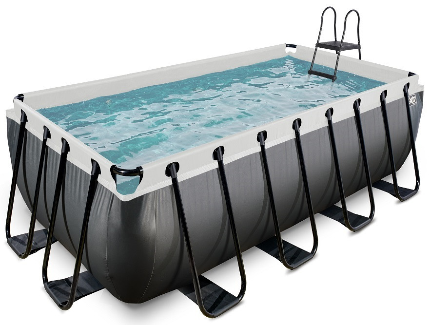 EXIT Frame Zwembad - Black Leather - 400 x 200 x 122 cm - met Zandfilterpomp - Zwart
