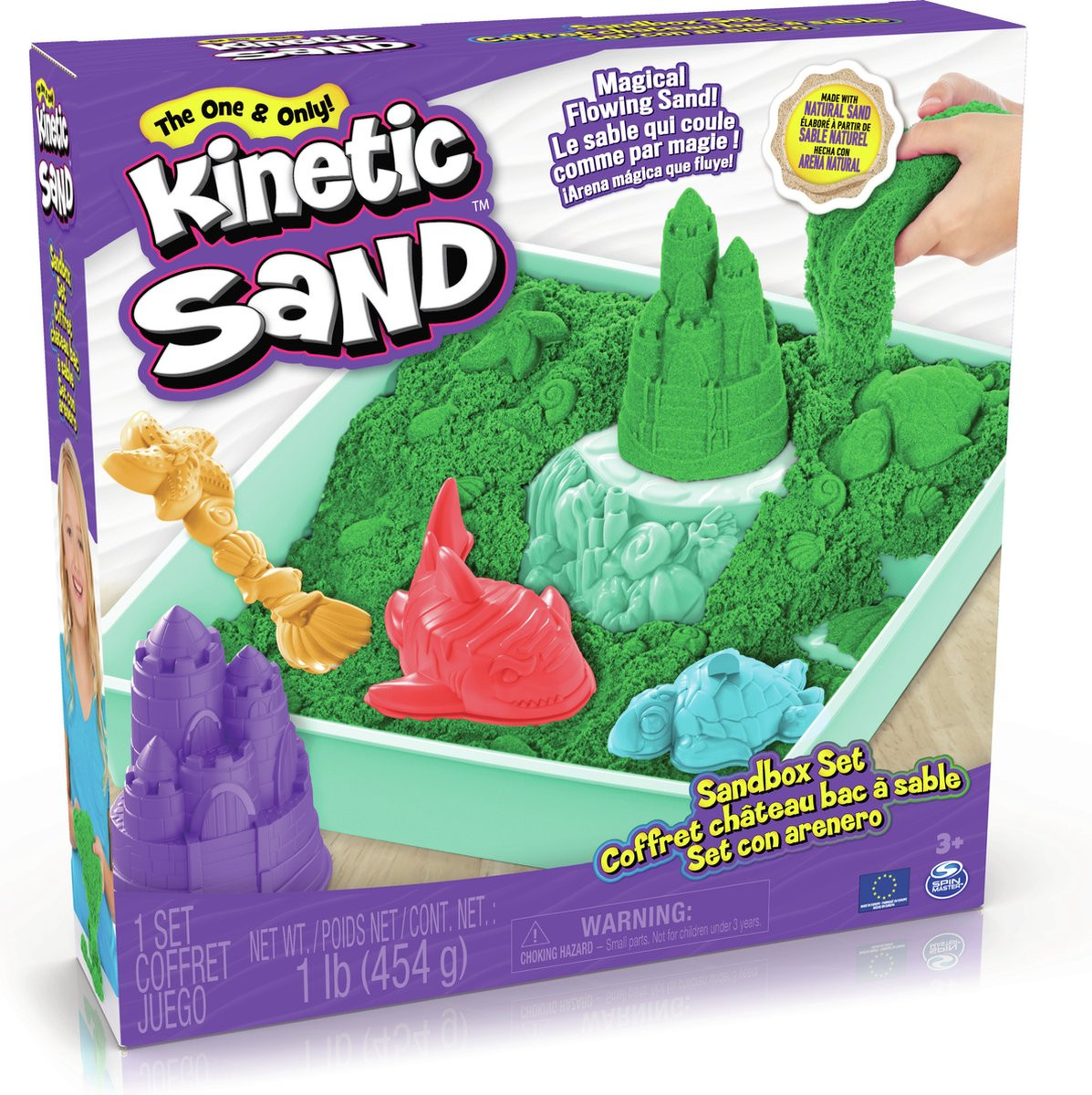 Kinetic Sand Zandbak Speelset - Groen - met Vormen en Gereedschap