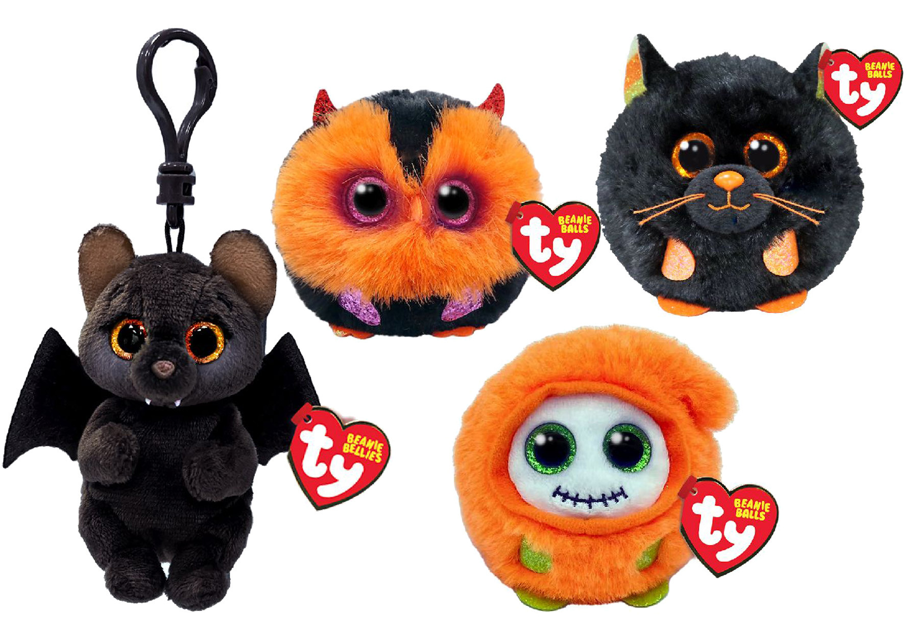Ty Halloween Pakket - met Alfred Bat, Mystic Cat, Whodini Owl en Griffin Ghoul - Knuffels