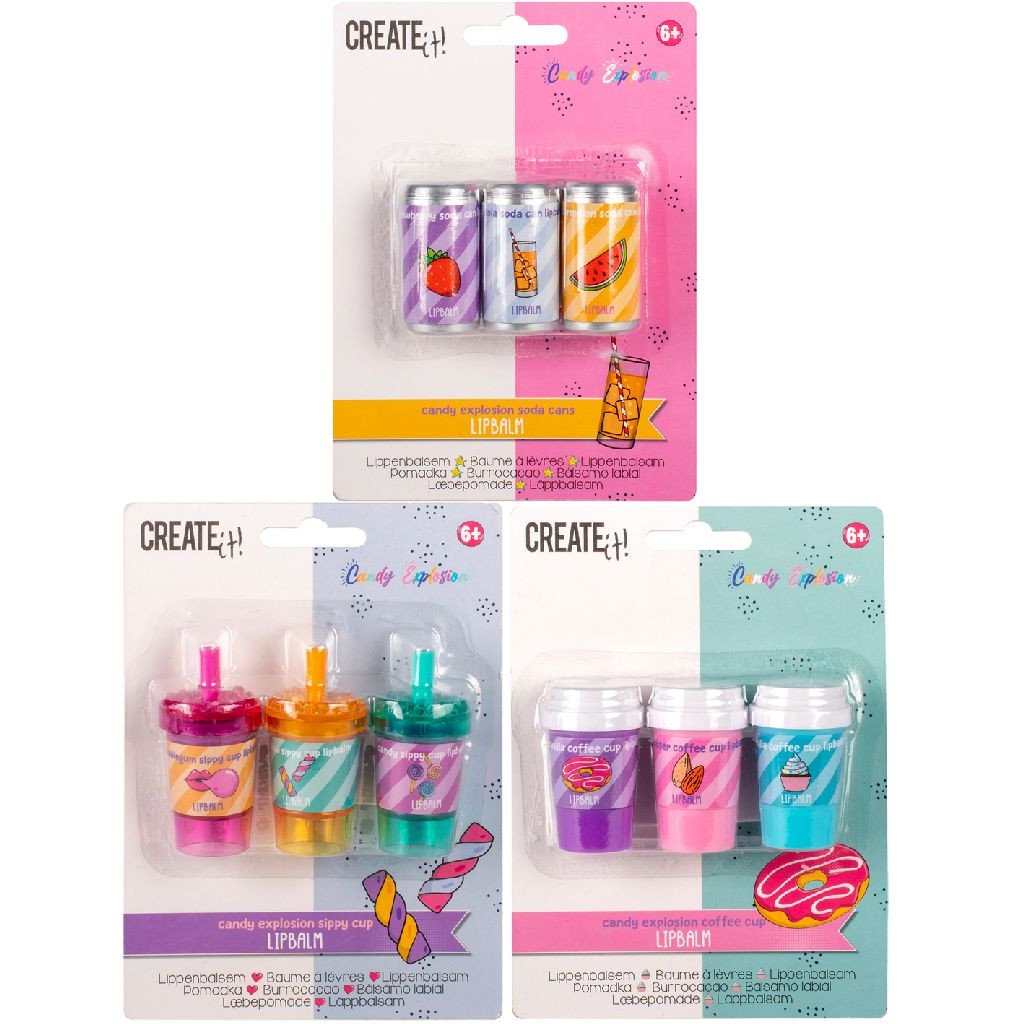 Create It! Candy Lippenbalsem 3-Pack - Assortiment - Prijs per Stuk