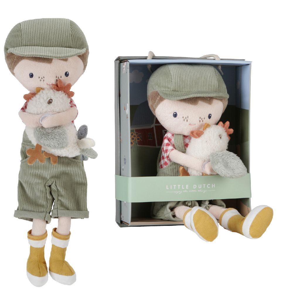 Little Dutch Little Farm Jim met Kip - Knuffelpop - 35 cm