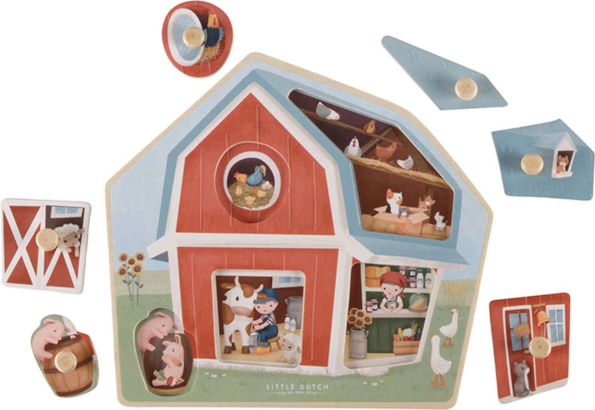 Little Dutch Little Farm Houten Puzzel Fsc - 6 Stukjes