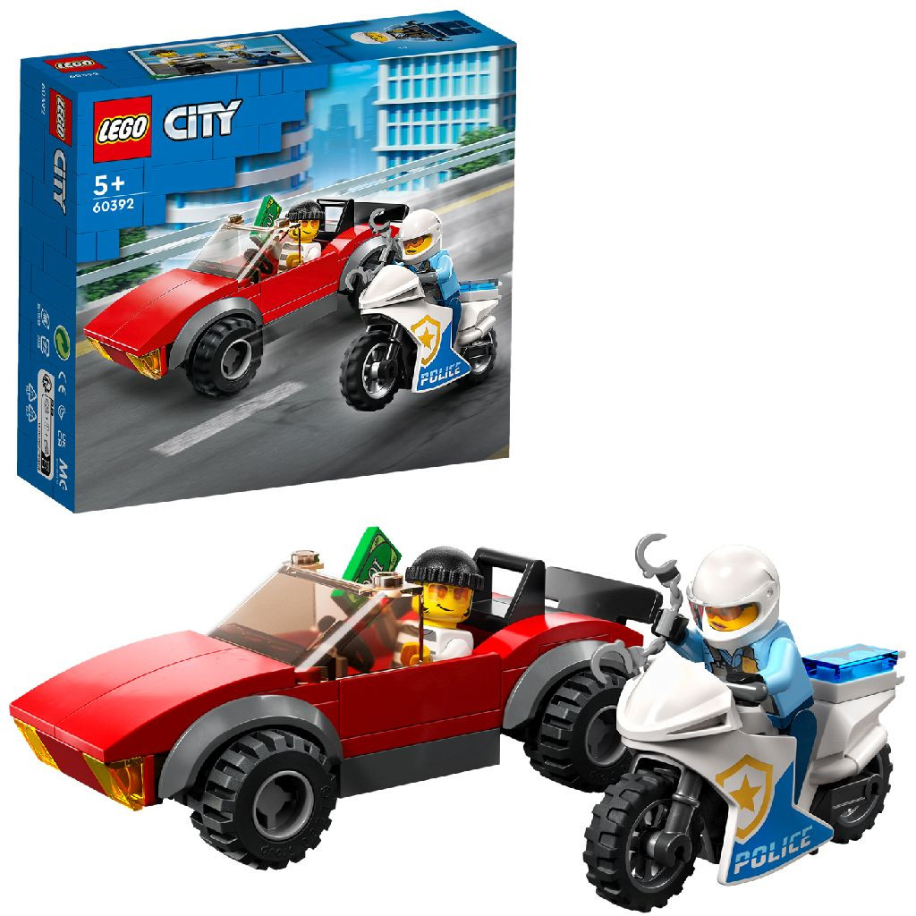 60392 LEGO City Achtervolging Auto op Politiemotor