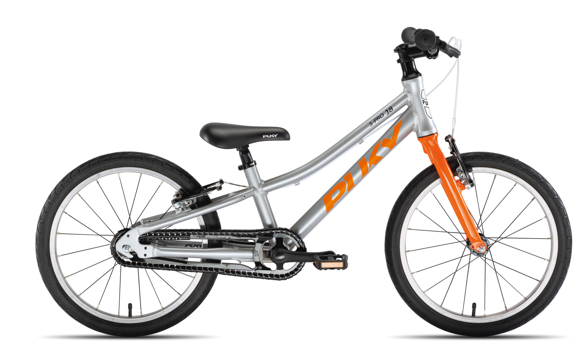 PUKY 4408 S-Pro 18-1 Alu - 18 Inch - Zilver/Oranje - Kinderfiets 