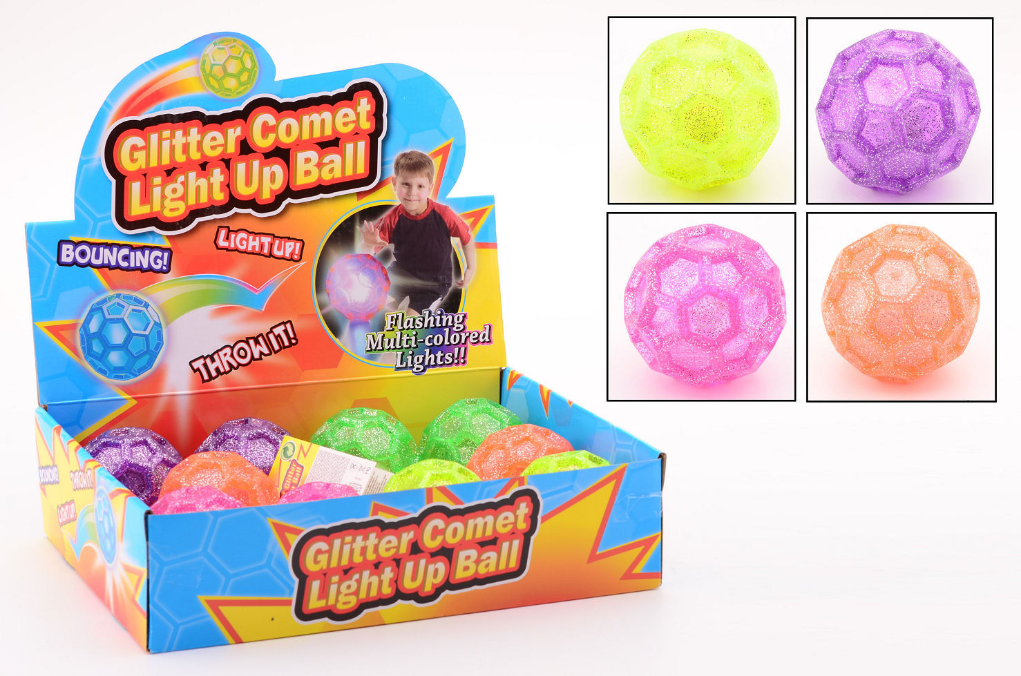 Funtoy Planet Glitterbal met Licht - Prijs per Stuk