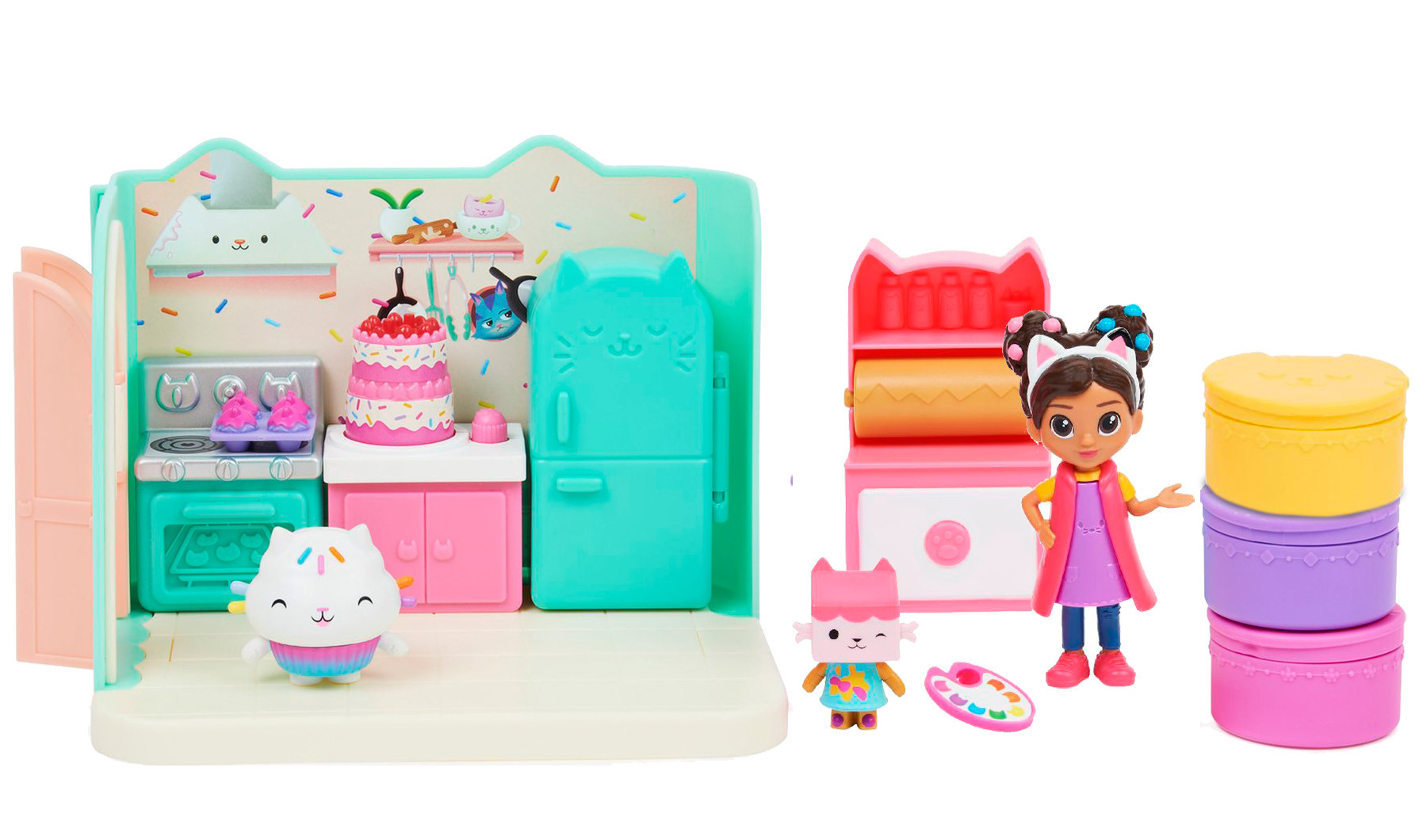 Gabby's Dollhouse - Gabby's Art Studio en Cakey's Kitchen - Speelset - Voordeelpakket