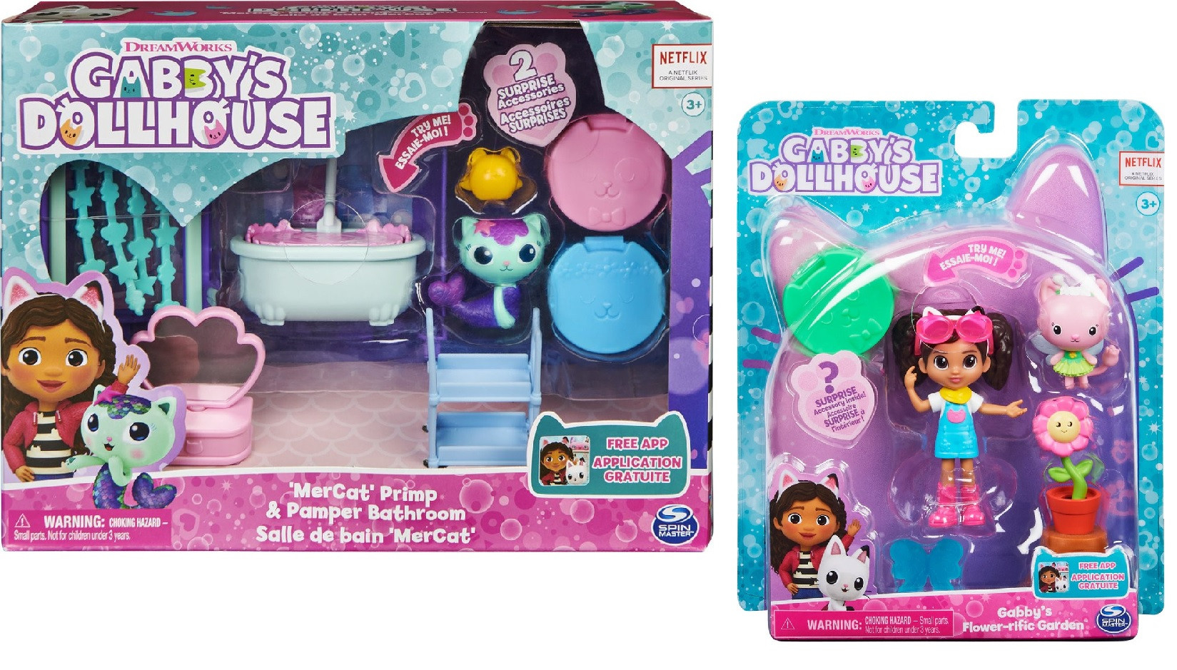 Gabby's Dollhouse - Gabby's Flower Garden + Mercat's Bathroom - Speelset - Voordeelpakket