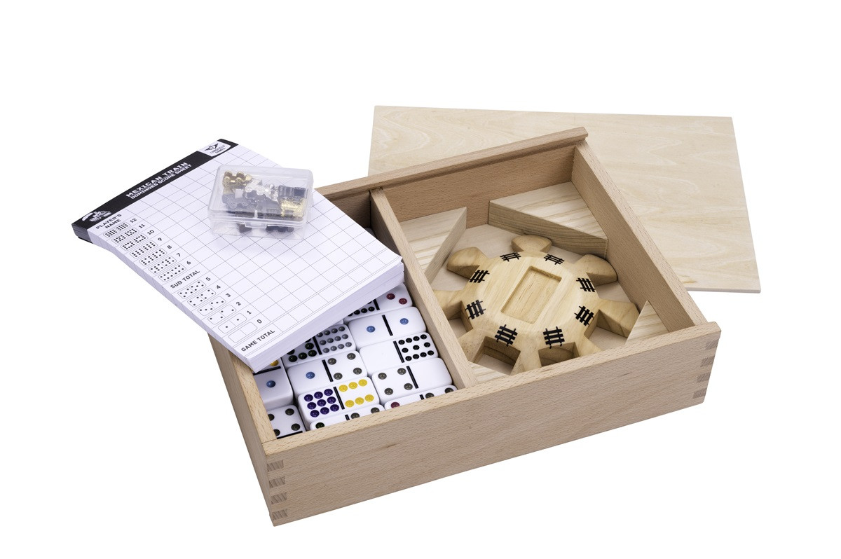 Mexican Train D12 - Spel - Domino - Deluxe - in Houten kist