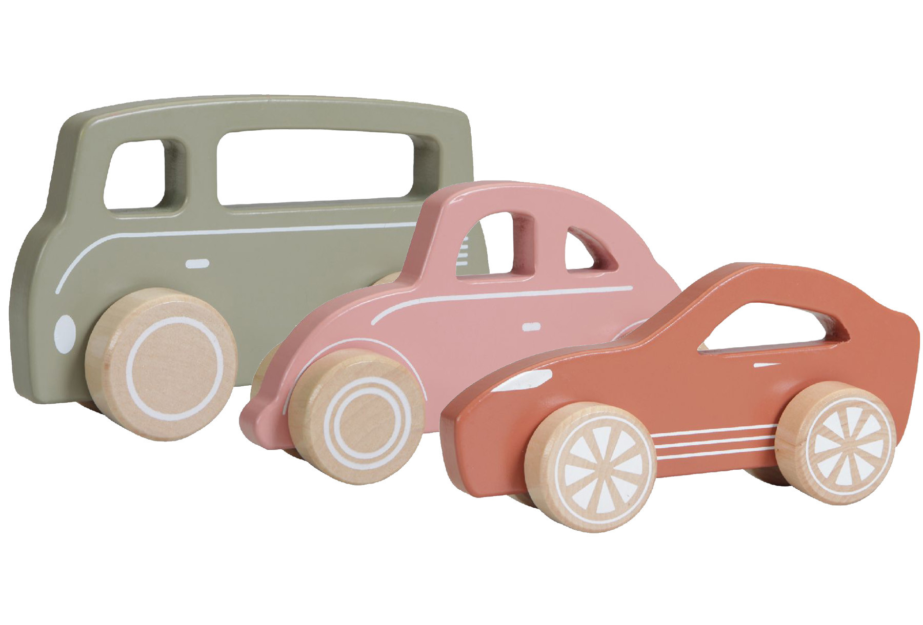 Little Dutch Houten Voertuigen - Auto, Busje en Sportauto - Voordeelpakket