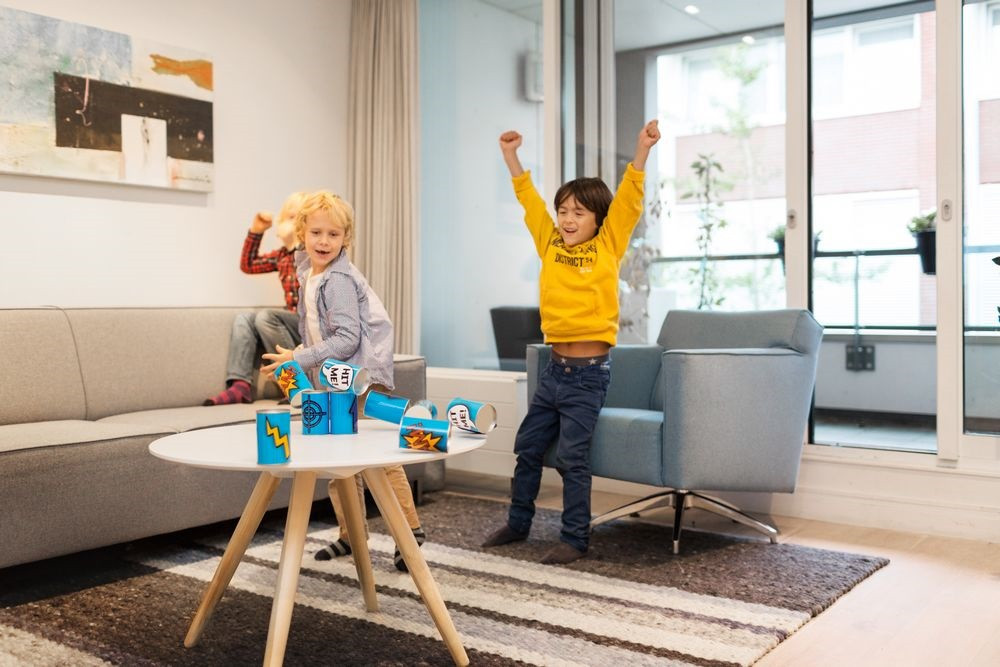 BS Toys Blikgooien Werpspel - Pittenzak Gooien - Blauw
