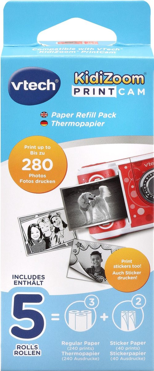 VTech KidiZoom Print Cam - Papier Refill Pack - 5 Rollen
