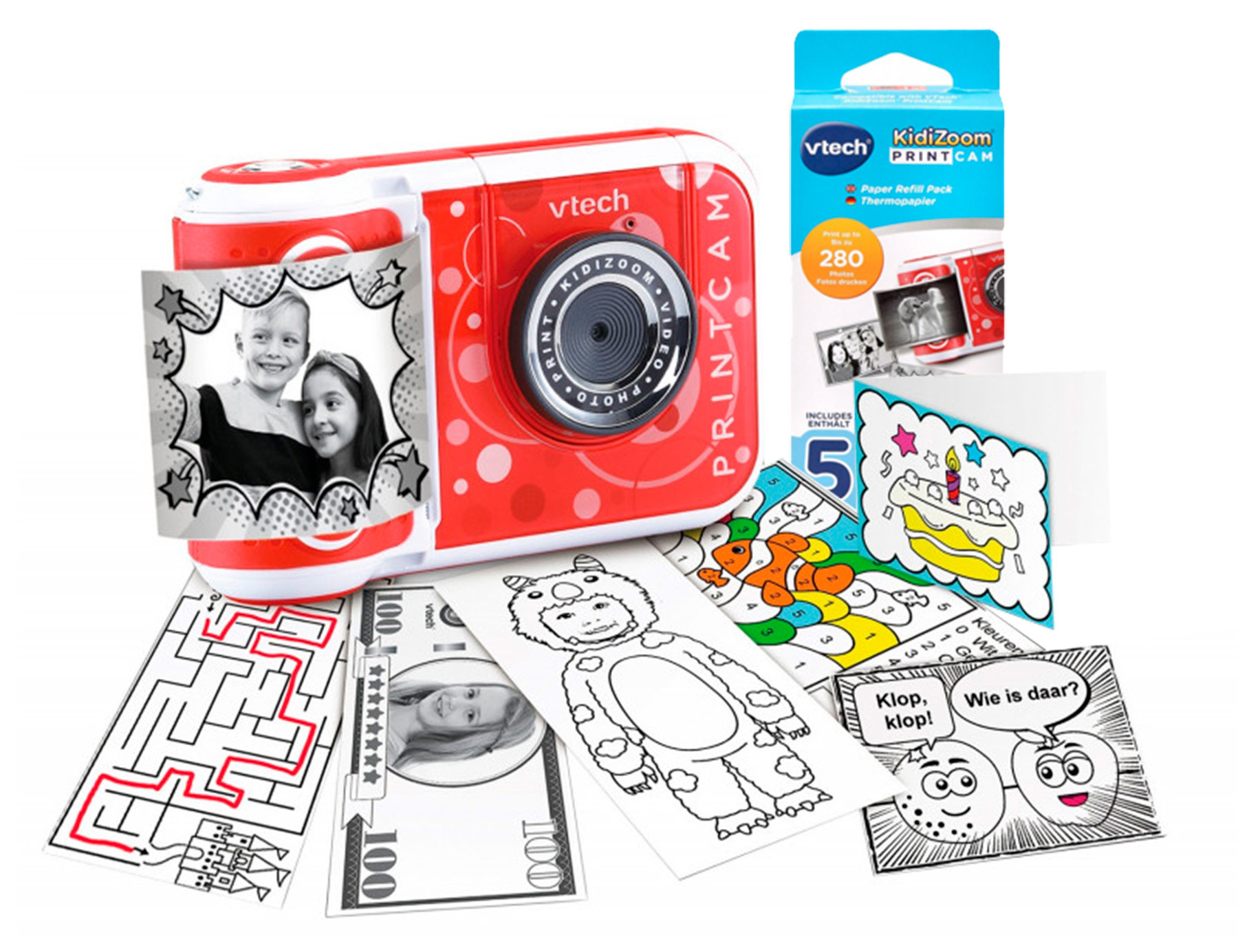 VTech - KidiZoom Print Cam - Speelcamera + Papier Refill Pack - Bundelpakket