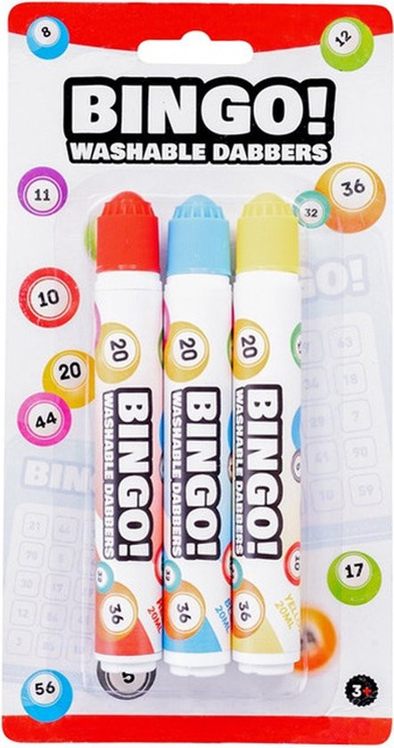 Bingostiften / Markers / Dabbers - 3 Stuks - Blauw, Geel & Rood - 20 ml