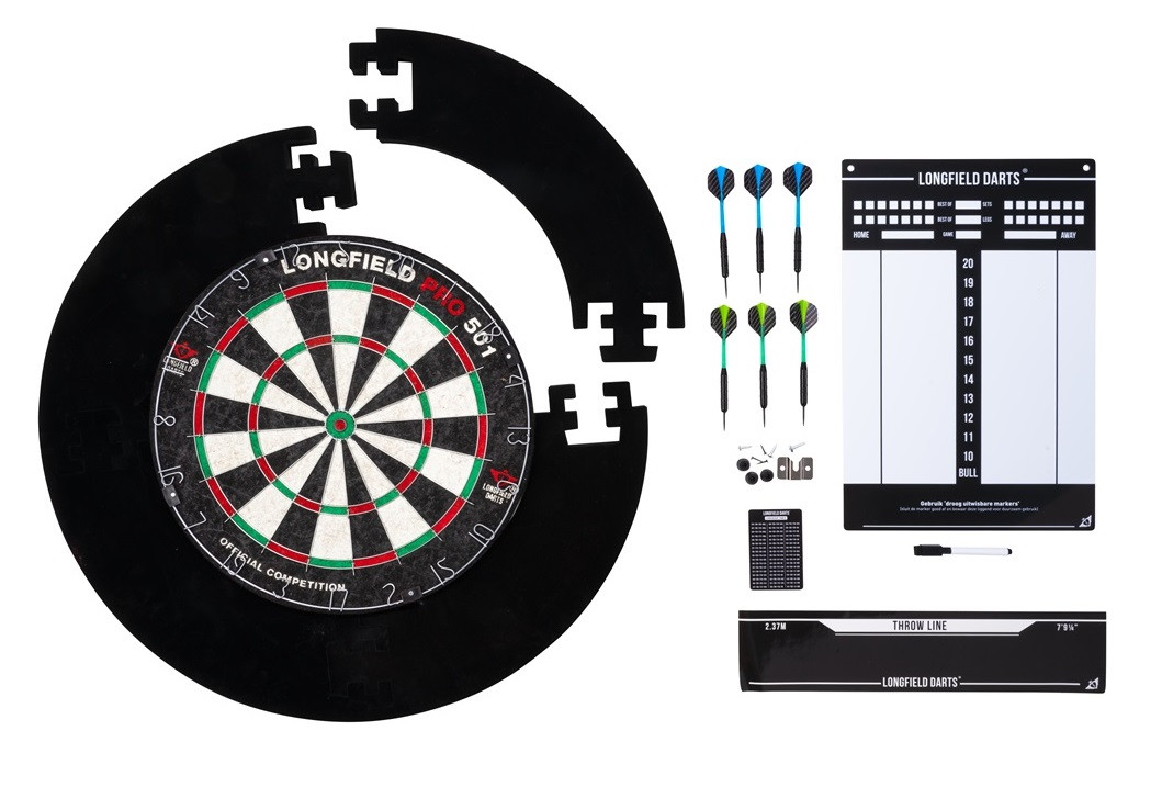 Darts Tournament Dartset - Zwart - met EVA Surround Ring, 2 Sets Zwart Gecoate Brass Dart Sets 22 Gram,  Ophangset, Scorebord, Marker en Uitgooi Lijst