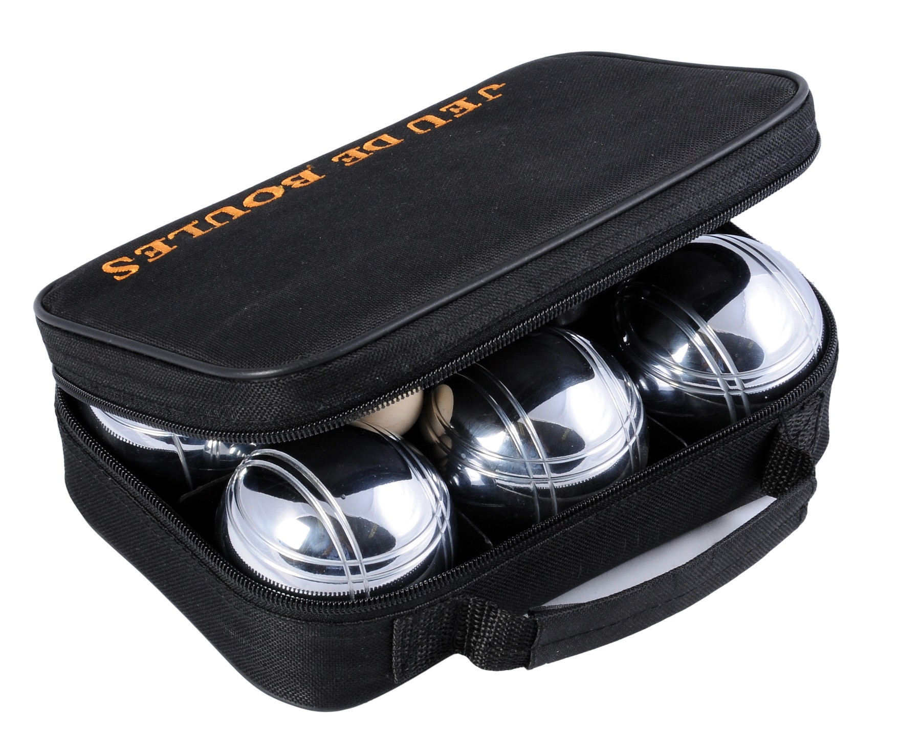 Jeu de Boules -  6 Verchroomde Metalen Ballen - in Tas