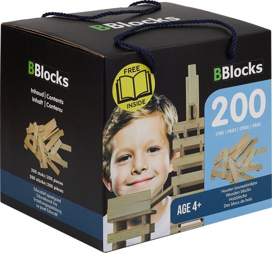 BBlocks Bouwplankjes - 200 stuks - Hout - Blank