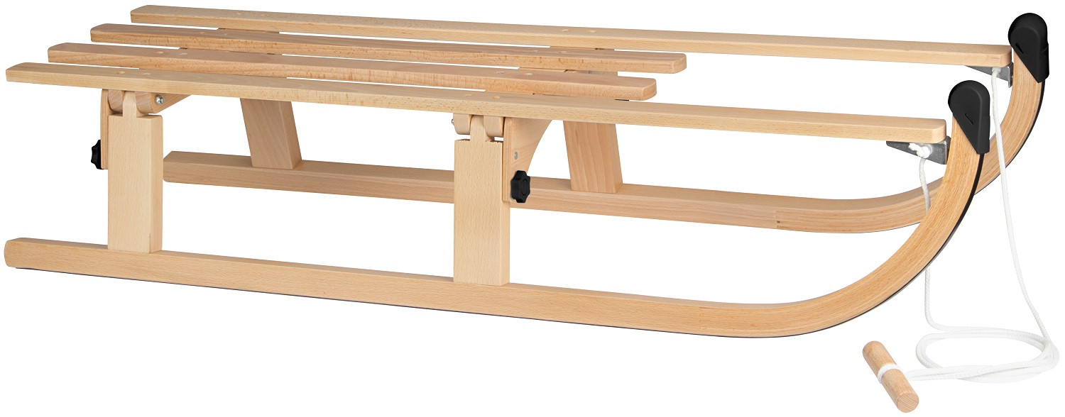 Nijdam Vouwslee met trekkoord - Slee - Slede - Opklapbaar - XL - 110 cm - Hout - Zwart