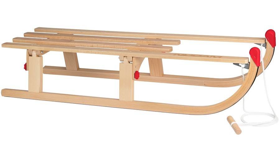 Nijdam Vouwslee met Trekkoord - Slee - Slede - Opklapbaar - XL - 110 cm - Hout - Rood