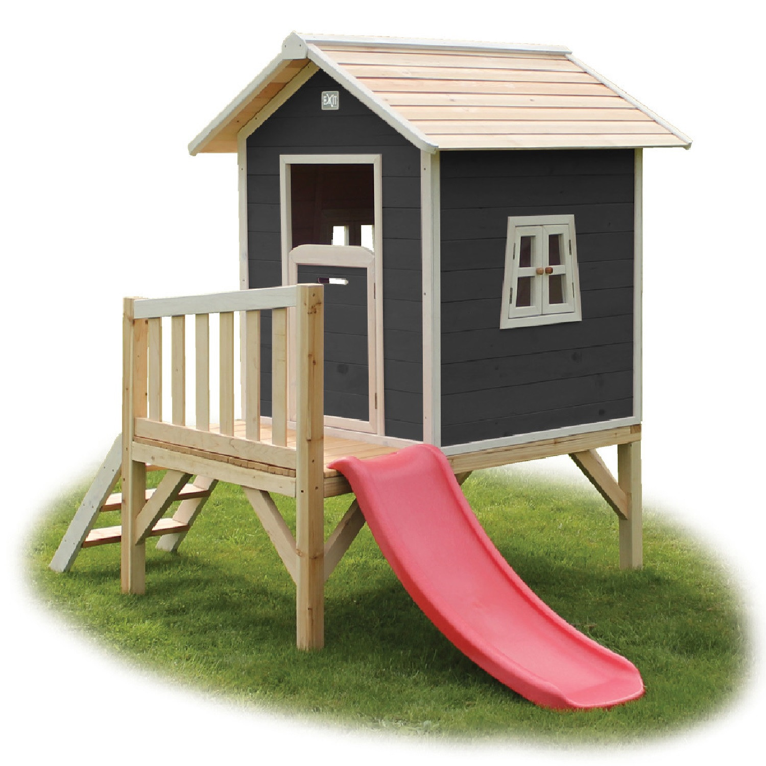 EXIT Beach 300 Houten Speelhuis - Zwart met Glijbaan - Black Limited Edition