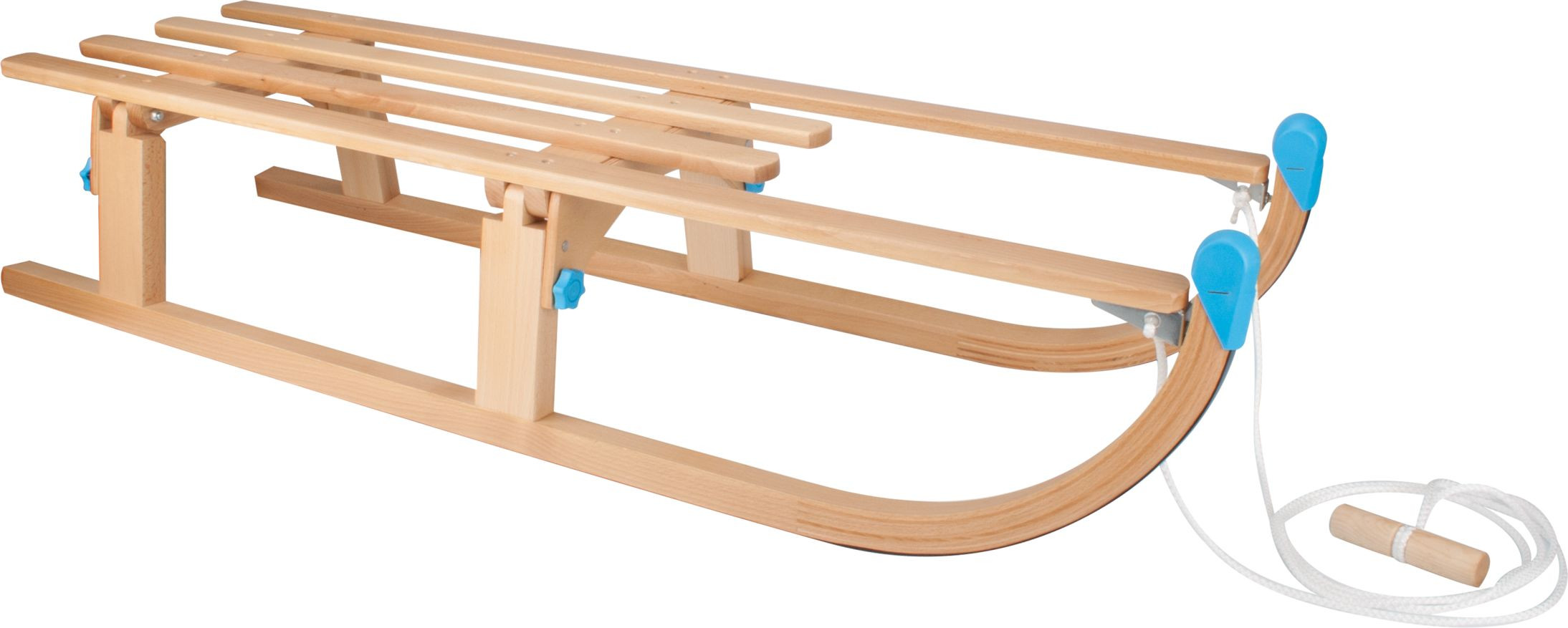 Nijdam Vouwslee met Trekkoord - Slee - Slede - Opklapbaar - XL - 110 cm - Hout - Blauw 