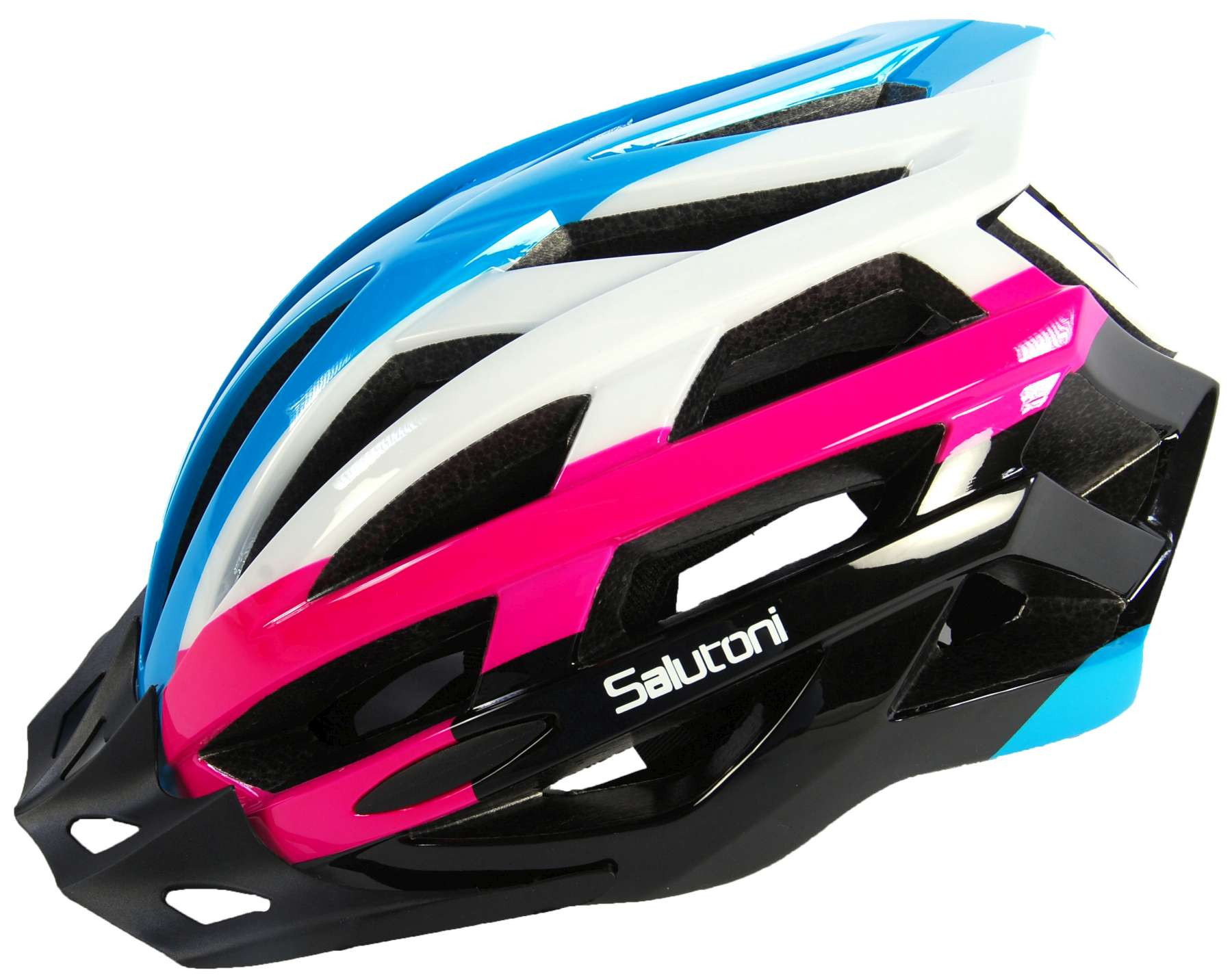 Salutoni Dames Fiets Helm - Skate Helm - 58-61 cm - Blauw Wit Roze