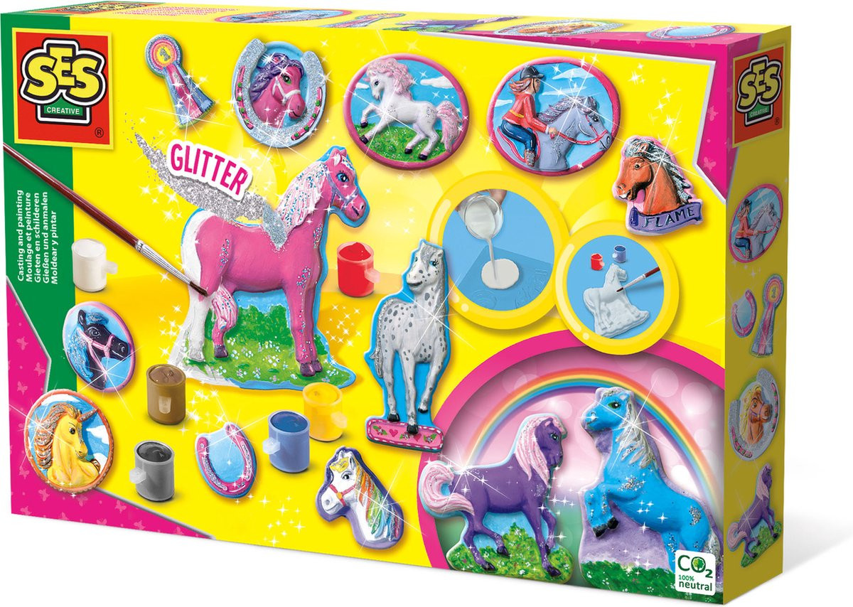 SES 01155 - Glitter Gips Gieten - Fantasiepaarden