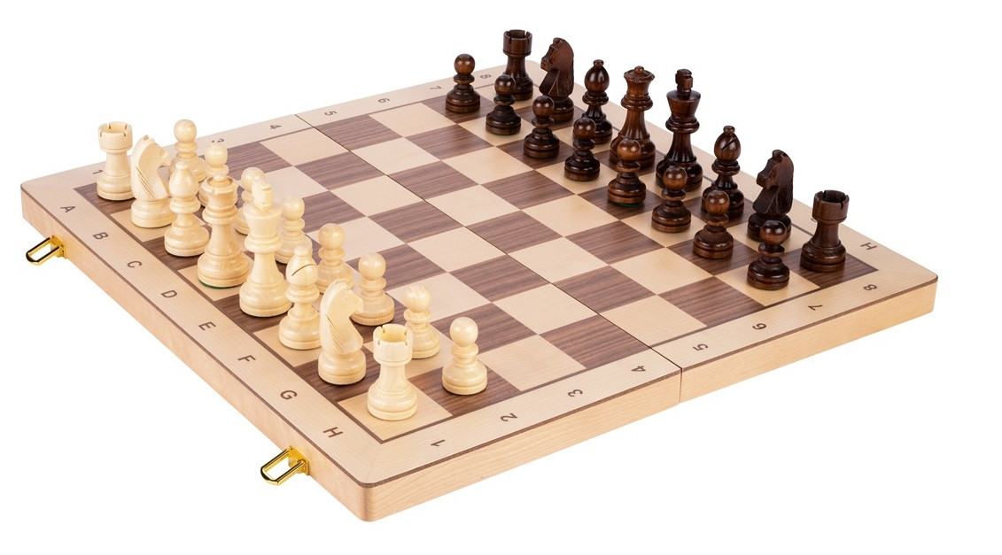 Schaakspel Luxe - Walnoot- & Esdoornhout - Opklapbaar