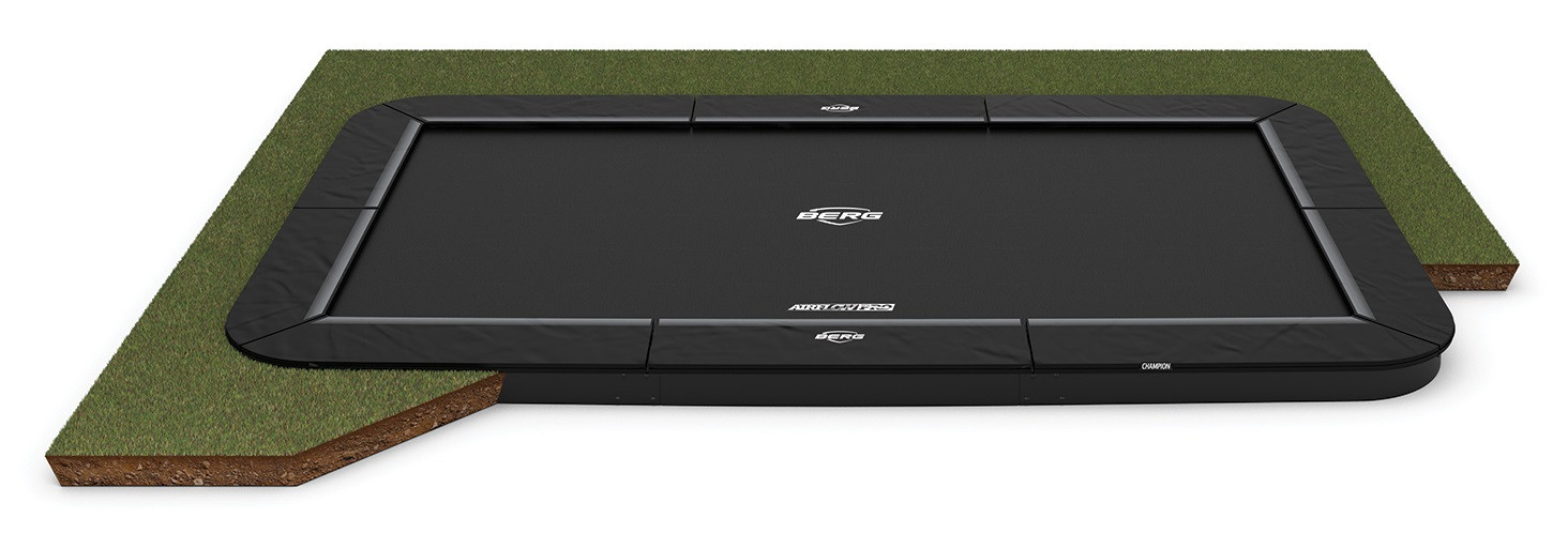 BERG Trampoline Ultim Champion - FlatGround - 500 x 300 cm - Zwart - AirFlow PRO Springmat - Twinspring