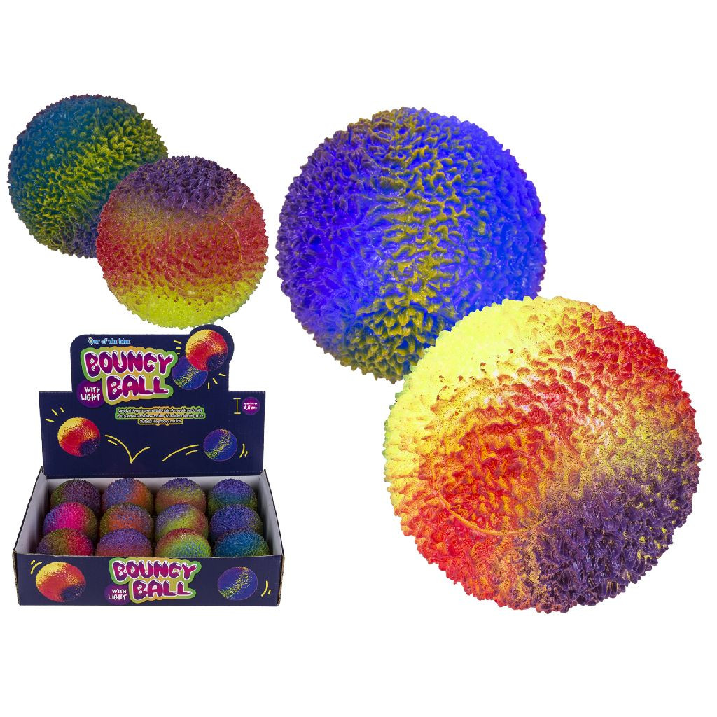Stuiterbal Rainbow met Licht - 6,5 cm - Per Stuk