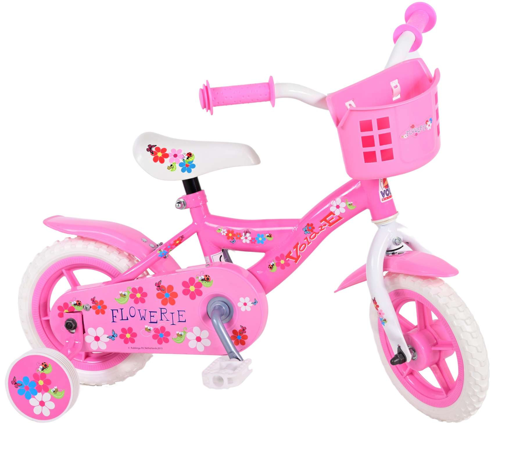 Volare Flowerie Kinderfiets - 10 Inch - Roze / Wit - Doortrapper