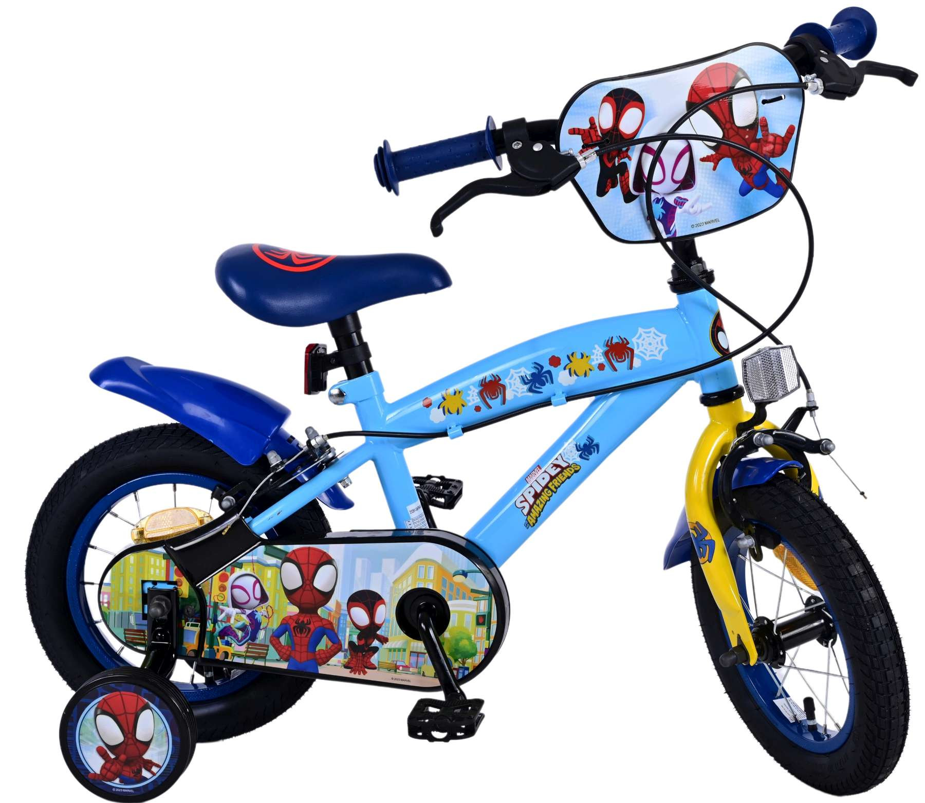 Volare Spidey Kinderfiets - 12 Inch - Blauw - Twee Handremmen