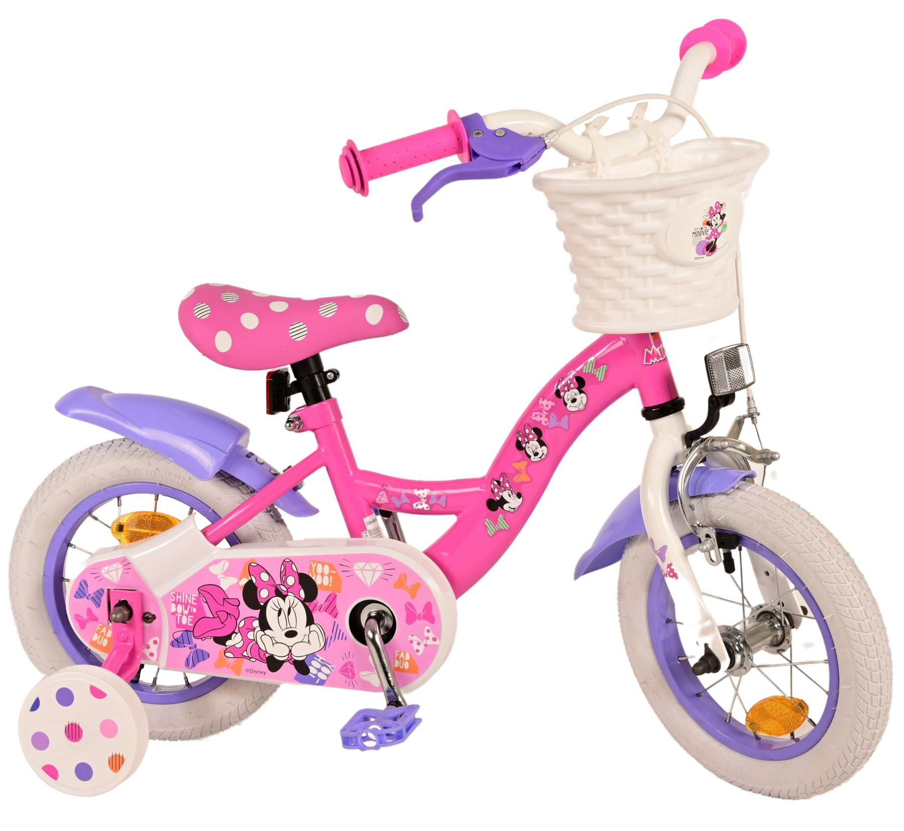 Volare Minnie Cutest Ever! Kinderfiets - 12 Inch - Roze - Handrem en Terugtraprem