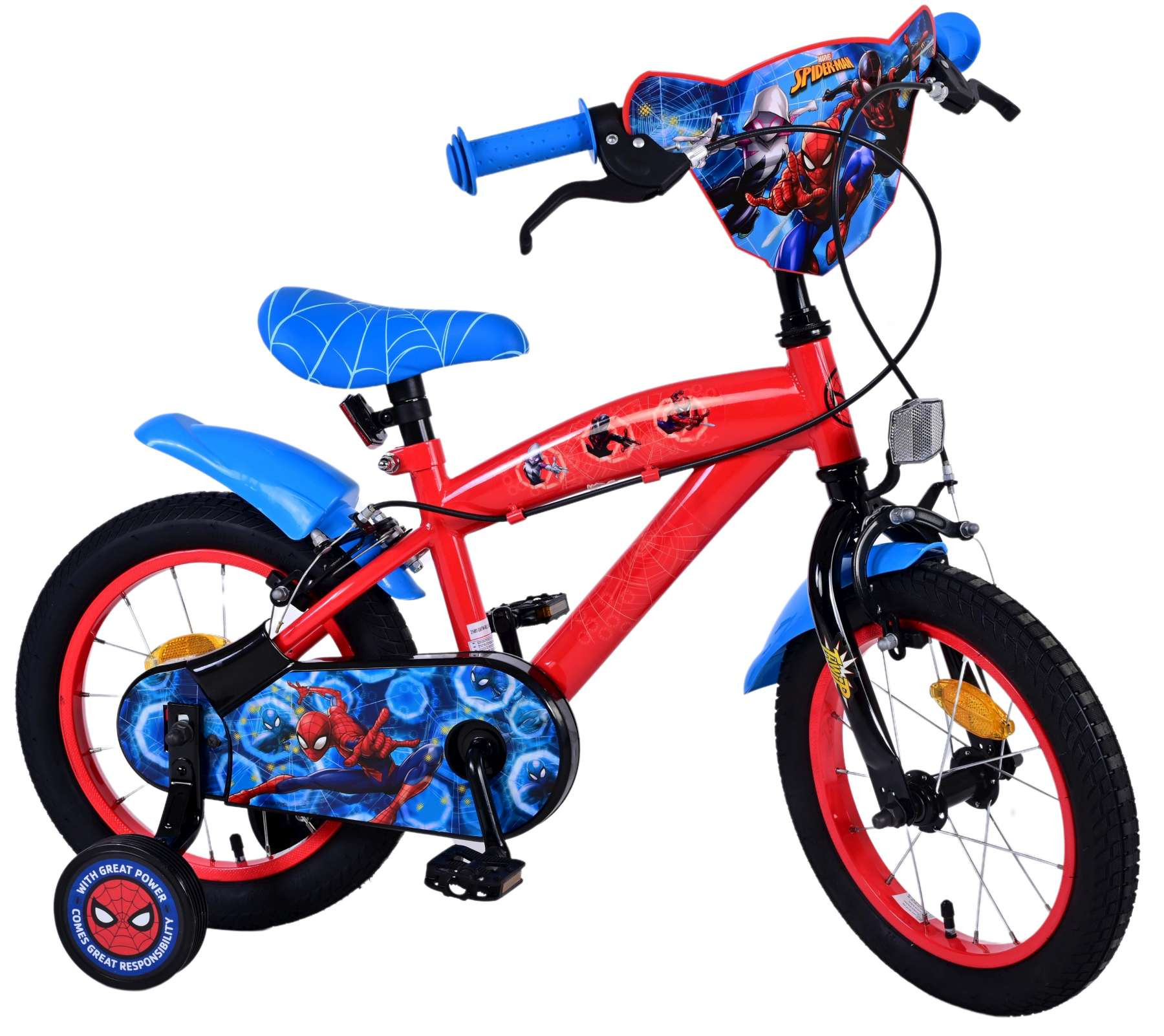 Volare Ultimate Spider-Man Kinderfiets - 14 Inch - Blauw/Rood - Twee Handremmen