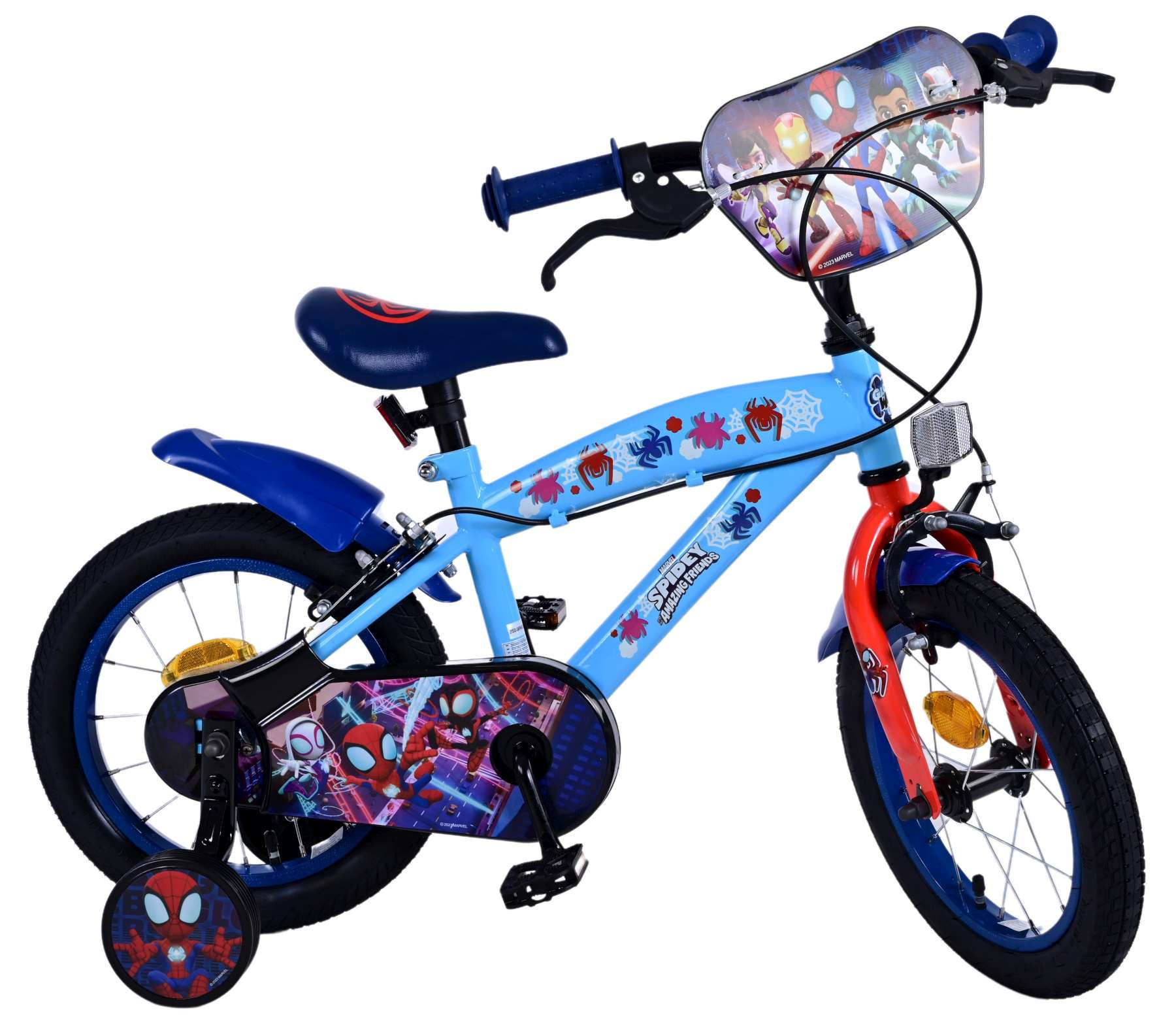 Volare Spidey Kinderfiets - 14 Inch - Blauw - Twee Handremmen