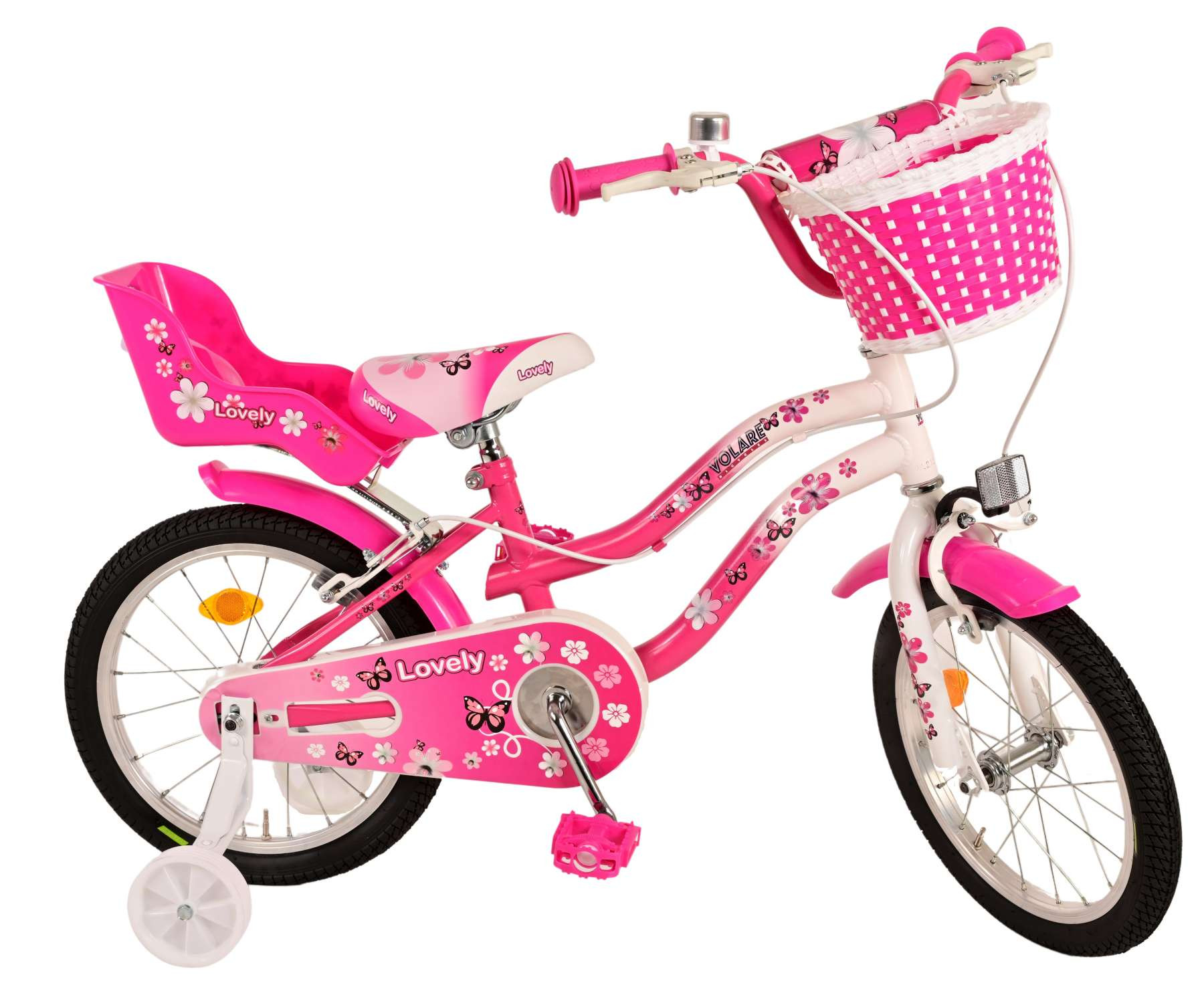 Volare Lovely Kinderfiets - 16 Inch - Roze Wit - Twee Handremmen