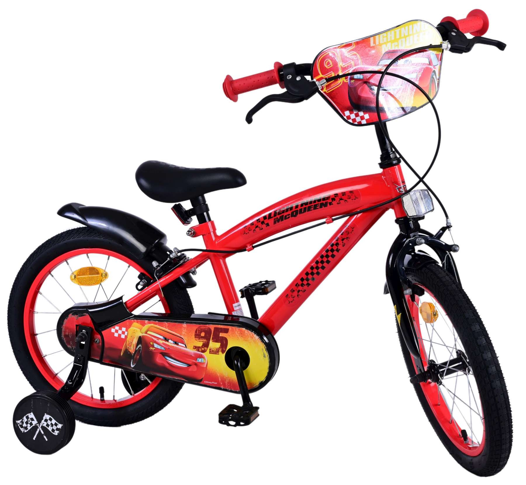 Volare Disney Cars Kinderfiets - 16 Inch - Rood - Twee Handremmen