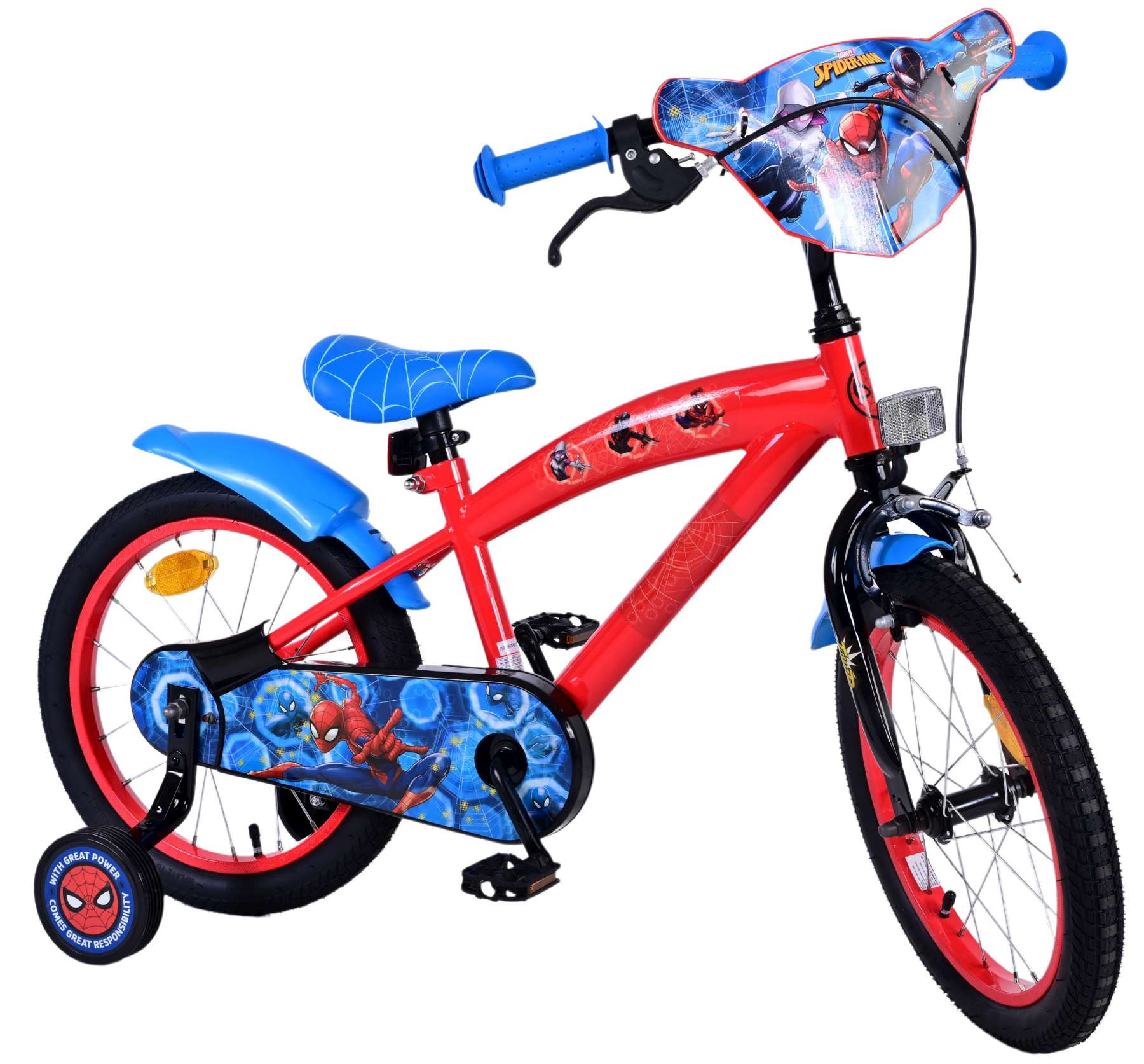 Volare Spider-Man Kinderfiets - 16 Inch - Rood - Handrem & Terugtraprem