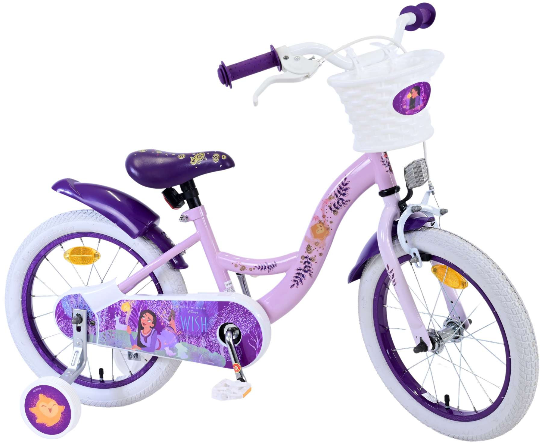 Volare Disney Wish Kinderfiets - 16 Inch - Paars - Handrem & Terugtraprem