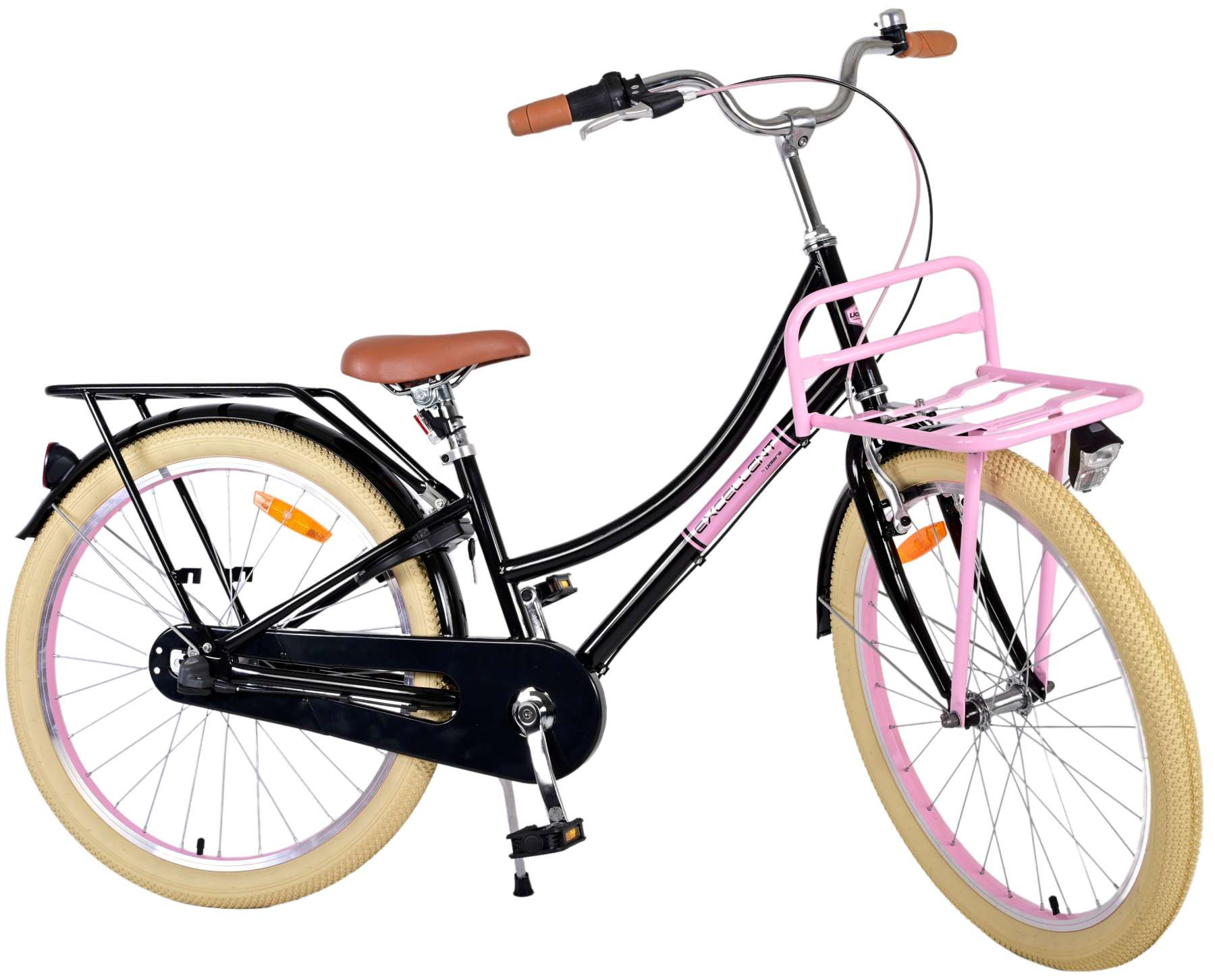 Volare Excellent Kinderfiets - 24 Inch - Zwart - 3 Versnellingen - Handrem & Terugtraprem