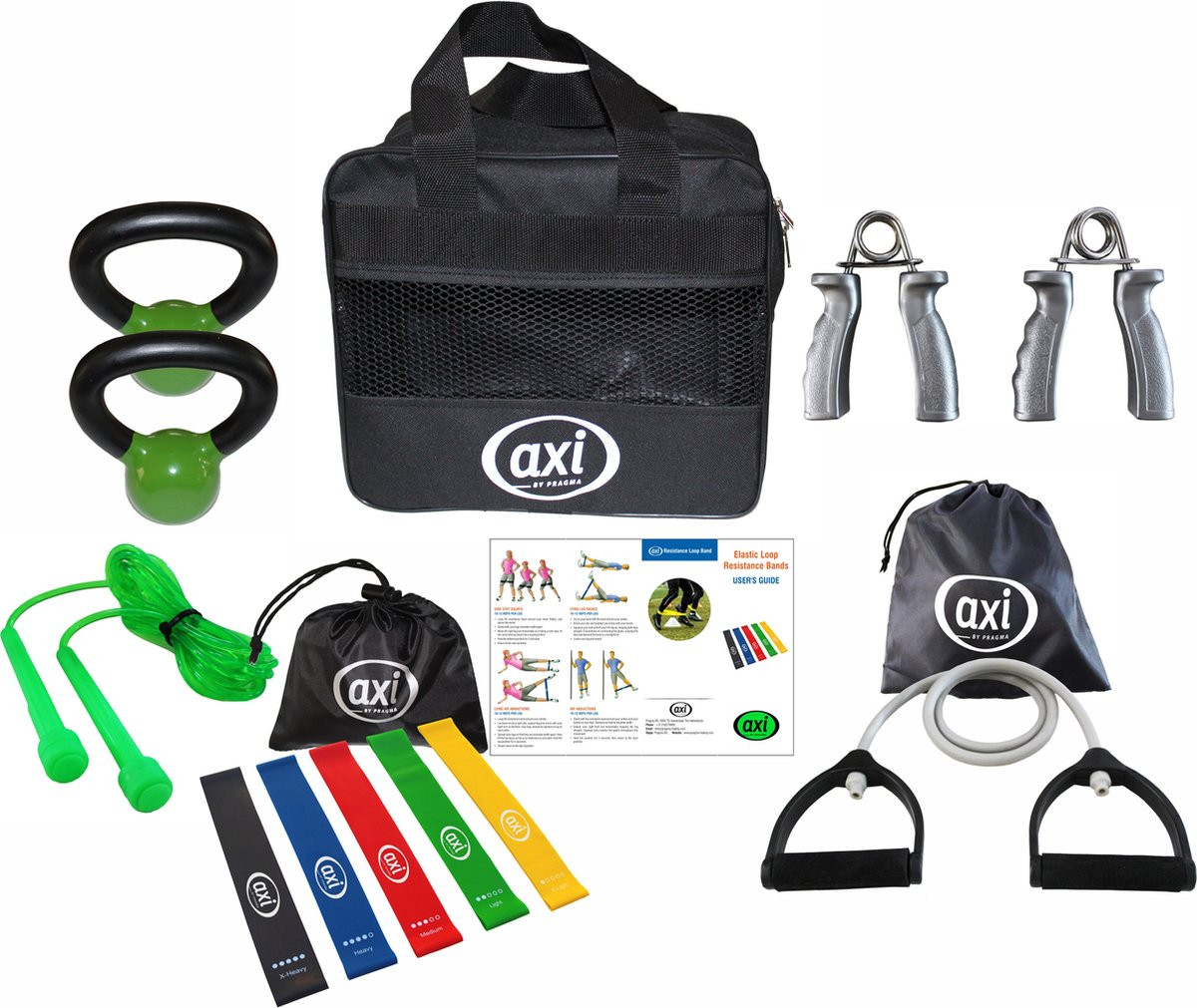 AXI Fitness Bag - Complete Fitnessset voor Kracht, Uithoudingsvermogen en Flexibiliteit