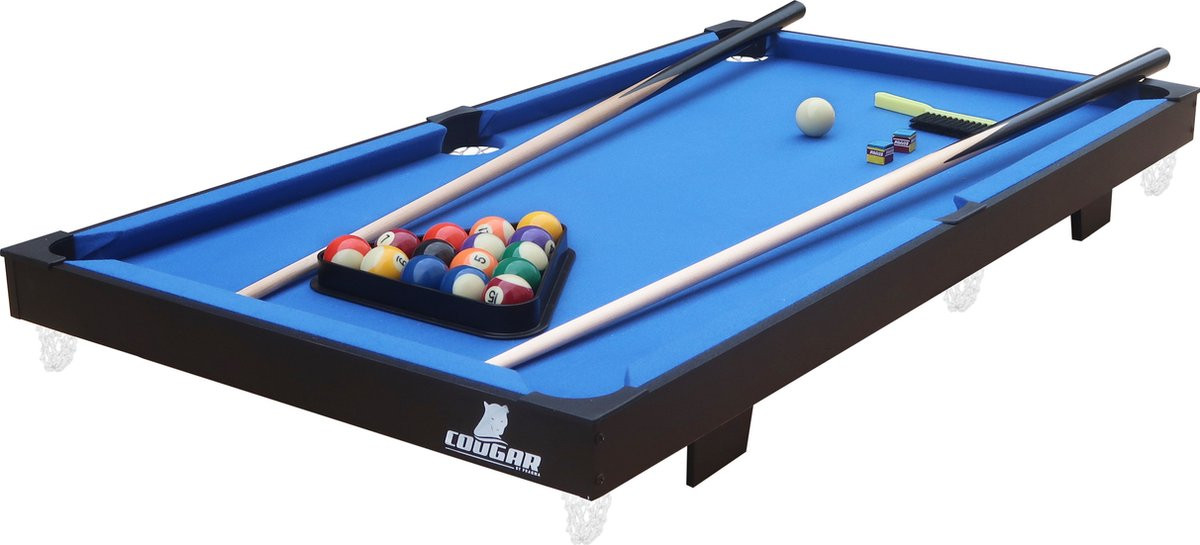 Cougar Pooltafel Mini - Draagbaar - Zwart / Blauw 
