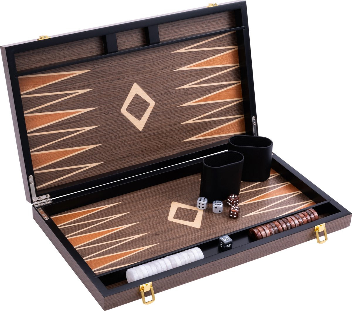 Backgammon Spel - 18 Inch - Walnut Burl Hout 