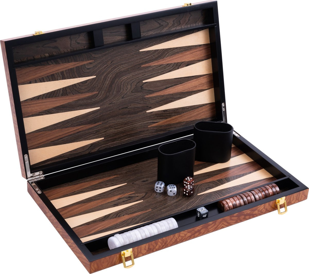 Backgammon Spel - 15 Inch - Elzenhout - Bruin