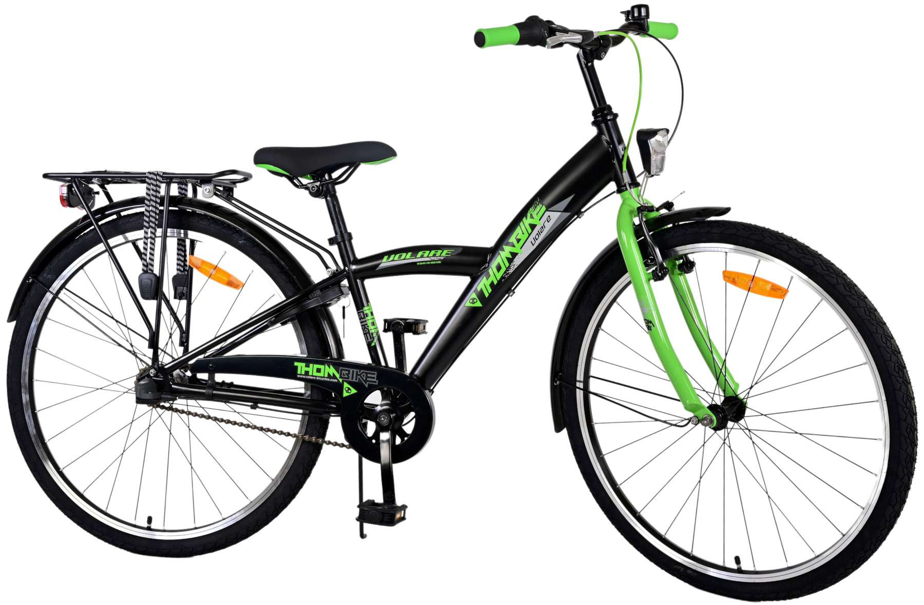 Volare Thombike Kinderfiets - 26 Inch - Zwart Groen - 3 Versnellingen - Handrem & Terugtraprem