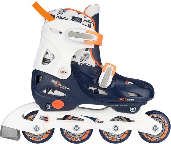 Nijdam Junior Inline Skates - Skeelers -  Marine / Wit / Oranje - Verstelbaar - Maat 27-28-29-30