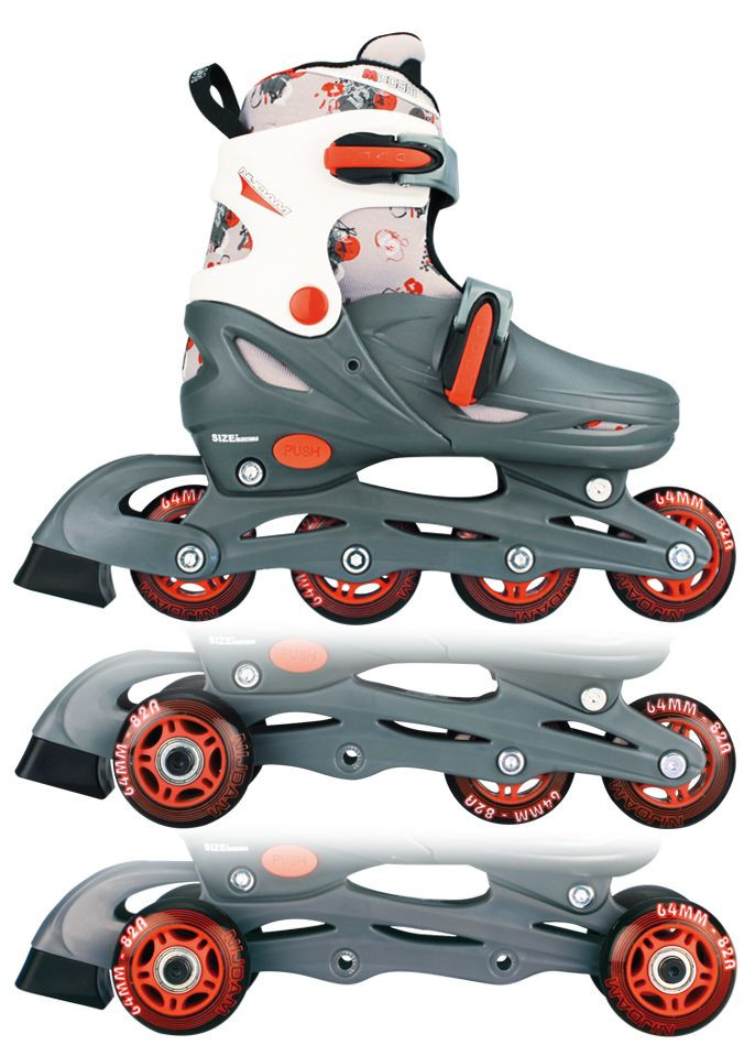 Nijdam Junior Inline Skates Junior Verstelbaar - Skeelers - Hardboot - Grijs/Rood/Wit - 27-30