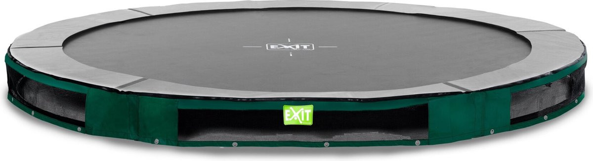 EXIT Elegant Premium Inground Trampoline - 305 cm - Groen - Grijze Beschermrand met Groene Rok
