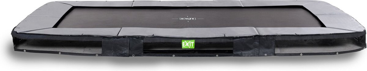 EXIT Elegant Premium Inground Trampoline - 366 x 214 cm - Zwart - Grijze Beschermrand met Zwarte Rok