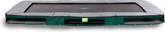 EXIT Elegant Premium Inground Trampoline - 366 x 214 cm - Groen - Grijze Beschermrand met Groene Rok